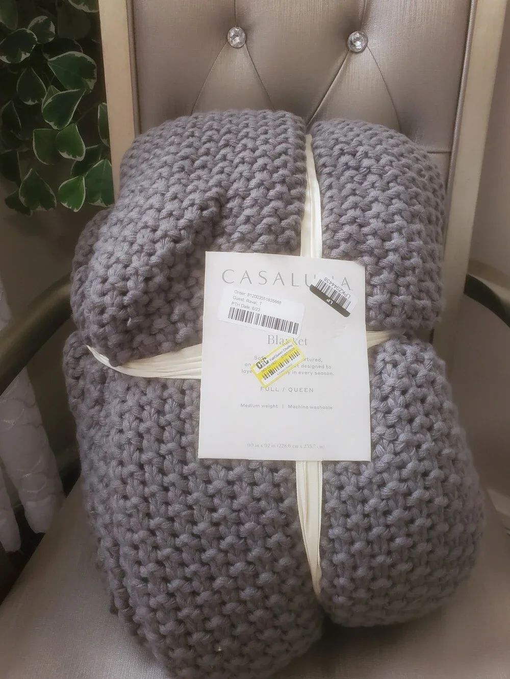 Casaluna Full/Queen Chunky Knit Throw Blanket - Dark Gray